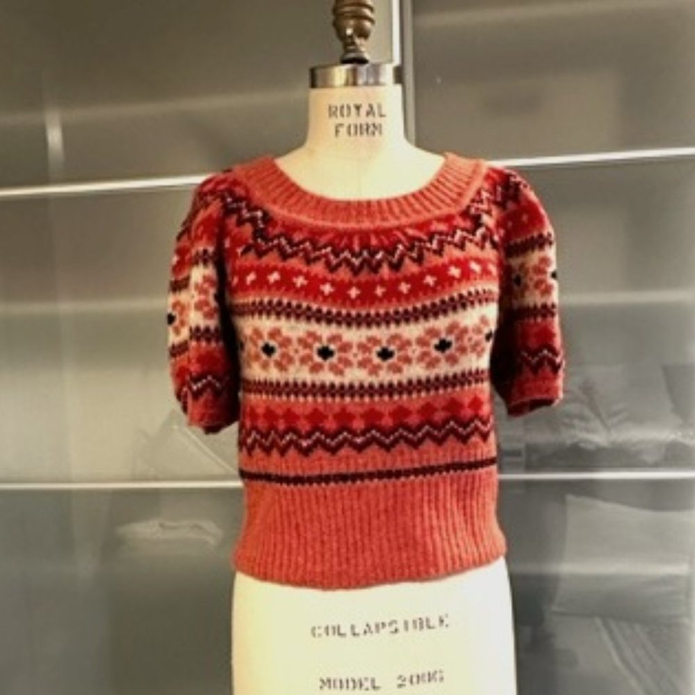 Adorable Puff Sleeve Sweater Sleeping on Snow / Anthropologie